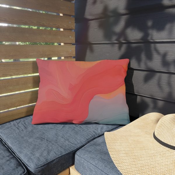 Aqueous Expression in Navy and Peachy Pastels 04 - Outdoor Pillows - Image 11