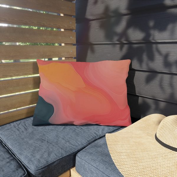 Aqueous Expression in Navy and Peachy Pastels 02 - Outdoor Pillows - Image 11