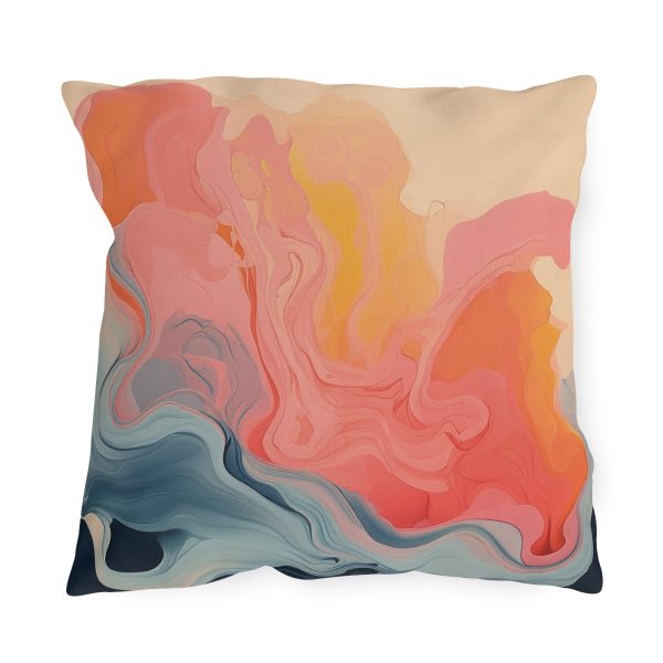 Aqueous Expression in Navy and Peachy Pastels 01 - Outdoor Pillows - Image 13