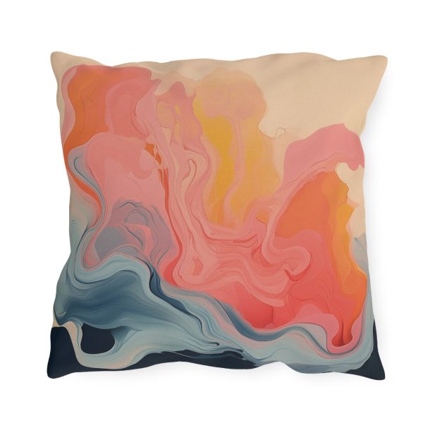 Aqueous Expression in Navy and Peachy Pastels 01 - Outdoor Pillows - Image 14