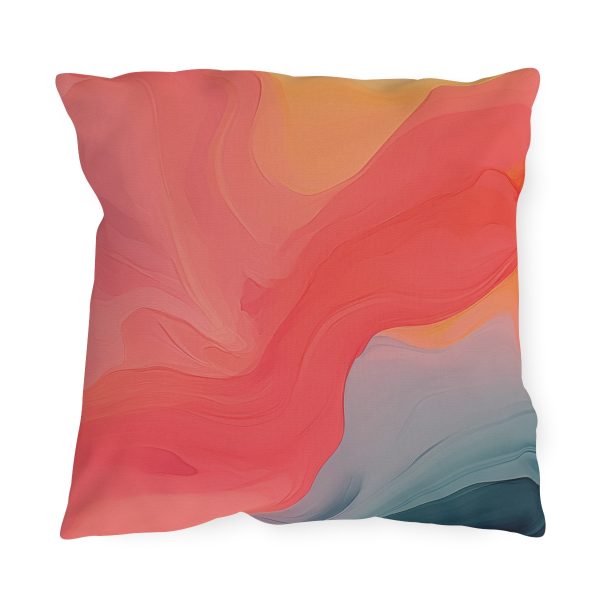 Aqueous Expression in Navy and Peachy Pastels 04 - Outdoor Pillows - Image 13