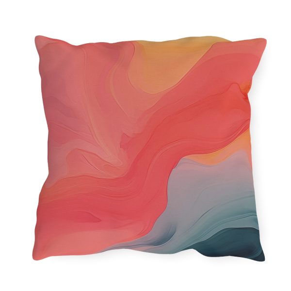 Aqueous Expression in Navy and Peachy Pastels 04 - Outdoor Pillows - Image 14