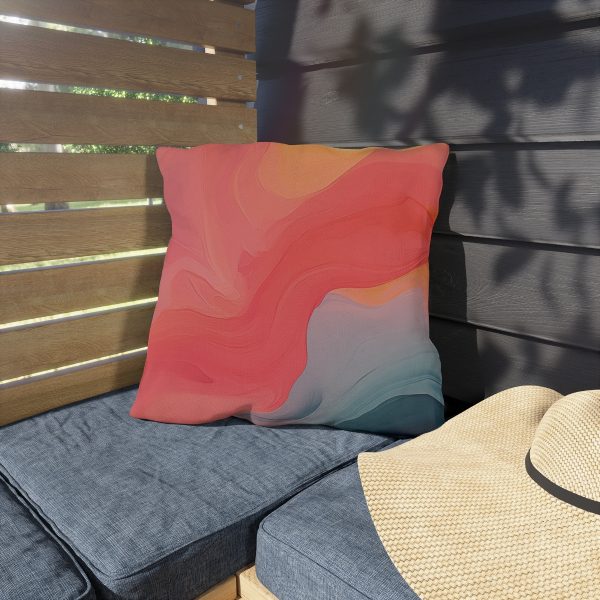 Aqueous Expression in Navy and Peachy Pastels 04 - Outdoor Pillows - Image 15