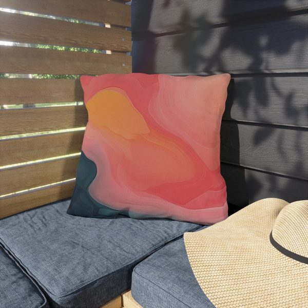 Aqueous Expression in Navy and Peachy Pastels 02 - Outdoor Pillows - Image 15