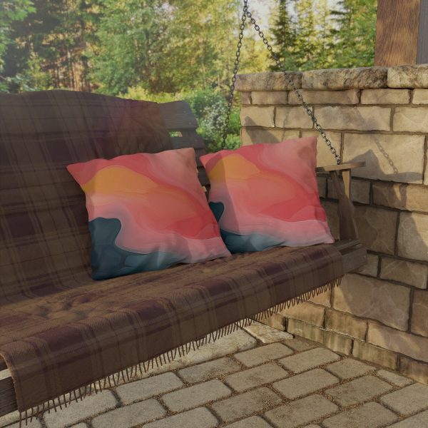 Aqueous Expression in Navy and Peachy Pastels 02 - Outdoor Pillows - Image 16