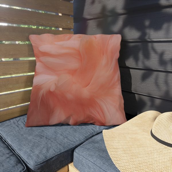 Lovely Fuzzy Feathers in Peach 01 - Outdoor Pillows - Image 3