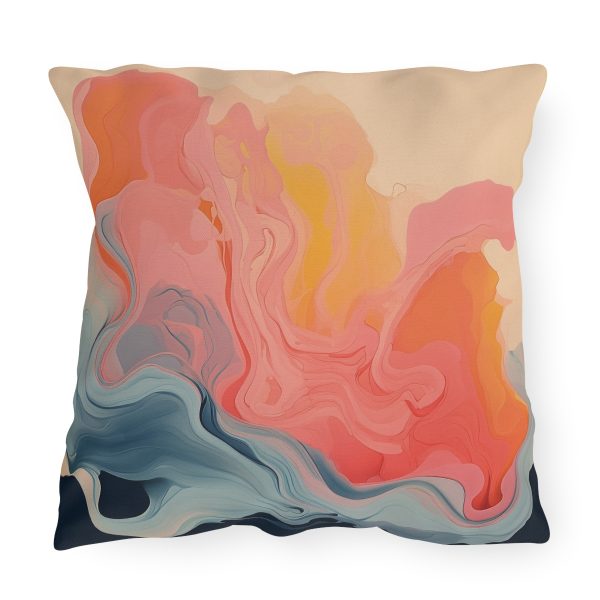 Aqueous Expression in Navy and Peachy Pastels 01 - Outdoor Pillows