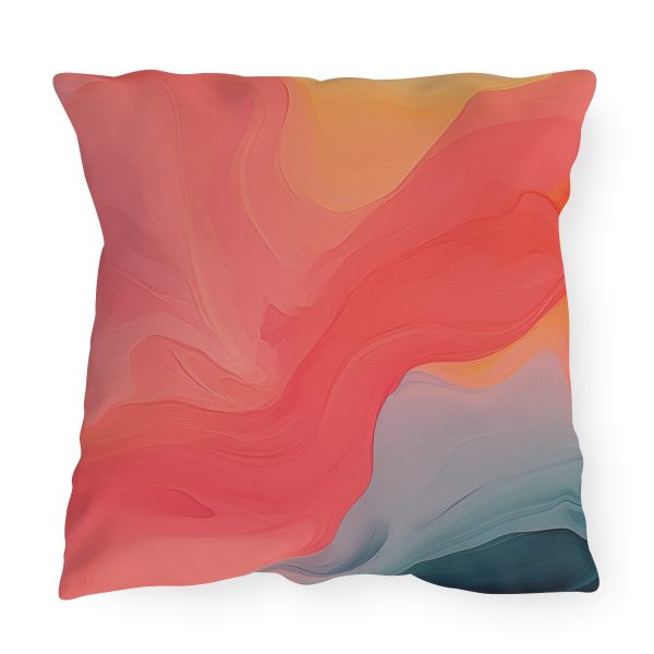 Aqueous Expression in Navy and Peachy Pastels 04 - Outdoor Pillows