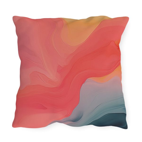 Aqueous Expression in Navy and Peachy Pastels 04 - Outdoor Pillows - Image 2