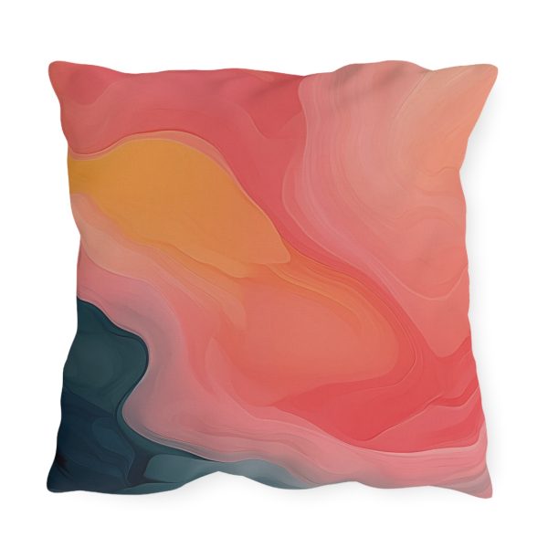 Aqueous Expression in Navy and Peachy Pastels 02 - Outdoor Pillows - Image 2