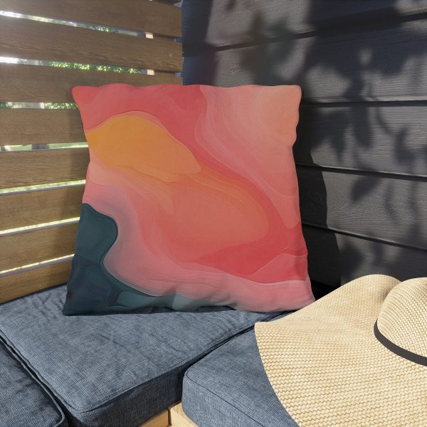 Aqueous Expression in Navy and Peachy Pastels 02 - Outdoor Pillows - Image 3