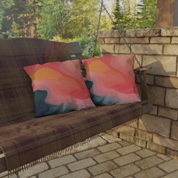 Aqueous Expression in Navy and Peachy Pastels 02 - Outdoor Pillows - Image 4