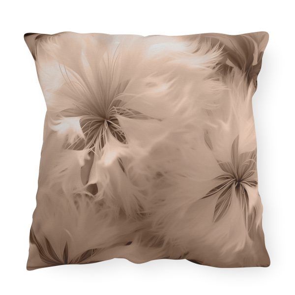 Soft Fantasy Feather Puffs in Peach Puree Tone - Outdoor Pillows