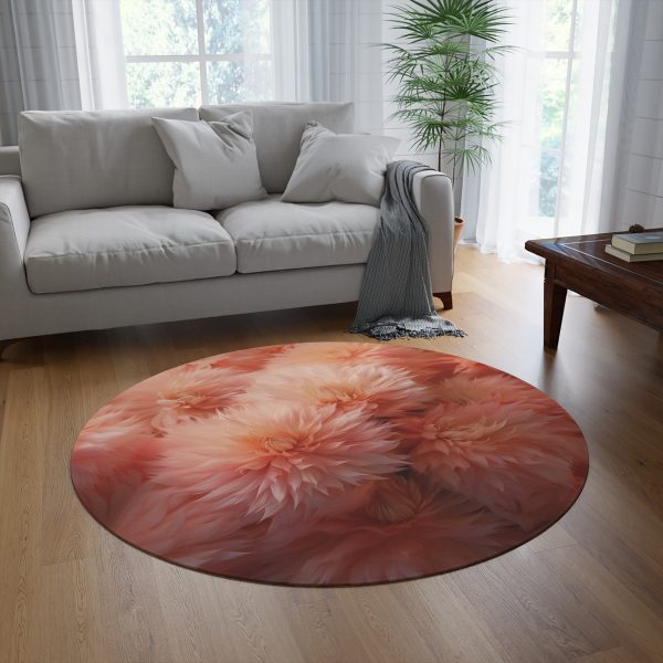 Lovely Fuzzy Buds in Peach 02 - Round Rug - Image 4