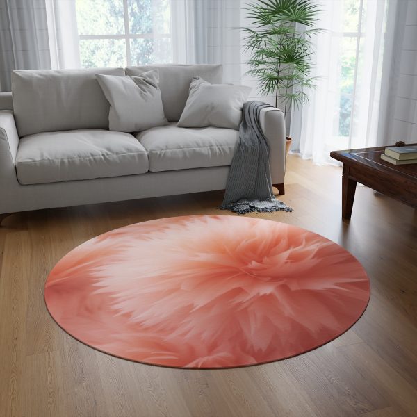 Lovely Fuzzy Buds in Peach 03 - Round Rug - Image 4