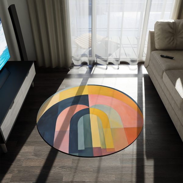 Soft Geometric Archways - Round Rug - Image 3