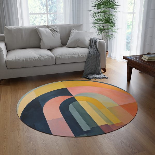 Soft Geometric Archways - Round Rug - Image 4