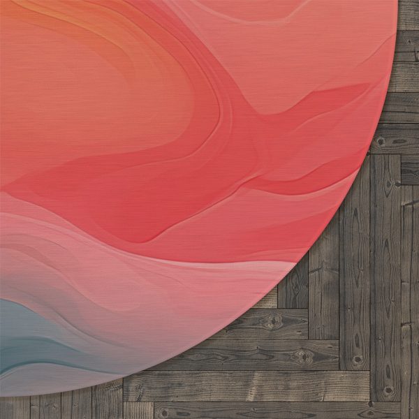 Aqueous Expression in Navy and Peachy Pastels 02 - Round Rug - Image 5