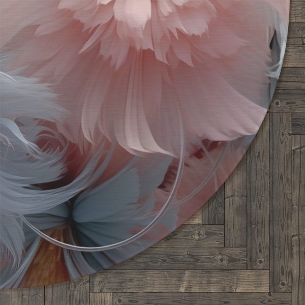 Powder Pink and Baby Blue Feathery Floral - Round Rug - Image 5