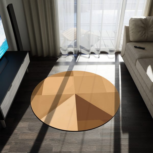 Soft Geometric Pyramid 01 in Honey Yellow Tone - Round Rug - Image 3