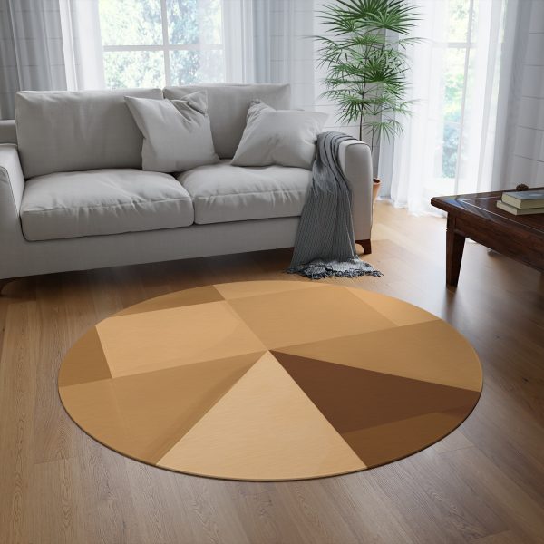 Soft Geometric Pyramid 01 in Honey Yellow Tone - Round Rug - Image 4