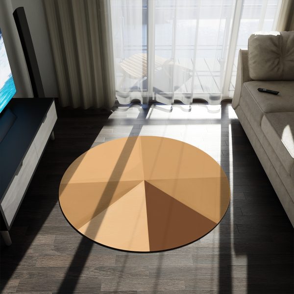 Soft Geometric Pyramid 02 in Honey Yellow Tone - Round Rug - Image 3