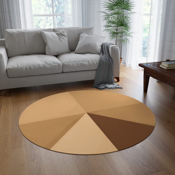 Soft Geometric Pyramid 02 in Honey Yellow Tone - Round Rug - Image 4