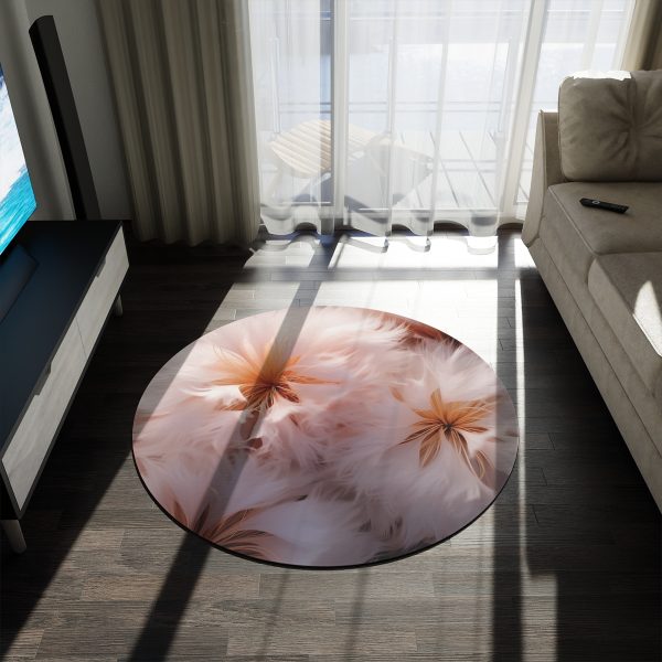 Soft Fantasy Feather Puffs - Round Rug - Image 3