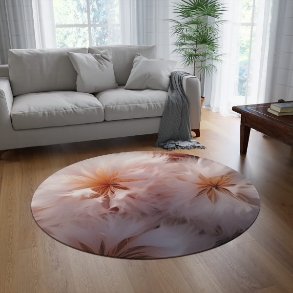 Soft Fantasy Feather Puffs - Round Rug - Image 4