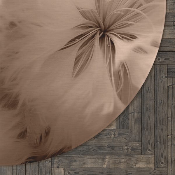 Soft Fantasy Feather Puffs in Peach Puree Tone - Round Rug - Image 5