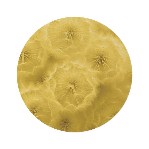 Dandelion Down Motif in Super Lemon Tone - Round Rug