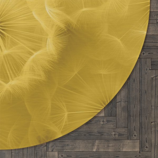 Dandelion Down Motif in Super Lemon Tone - Round Rug - Image 5