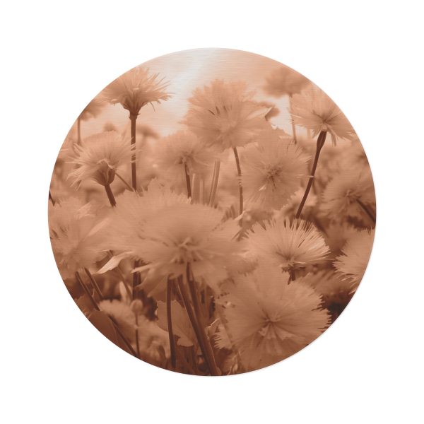 Fuzzy Dandelion Fantasy in Peach Fuzz Tone - Round Rug