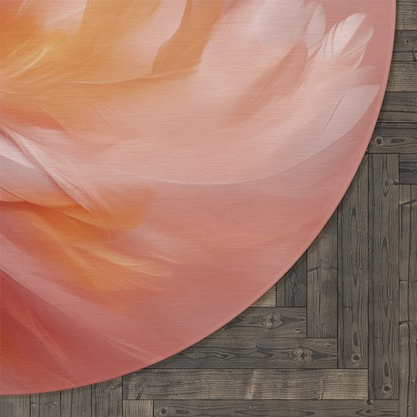 Lovely Fuzzy Feathers in Peach 02 - Round Rug - Image 5