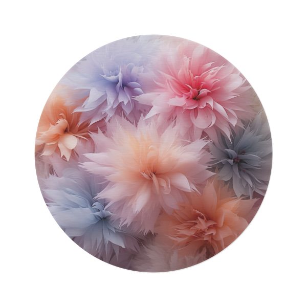 Pastel Palette Fantasy Feather Puffs - Round Rug