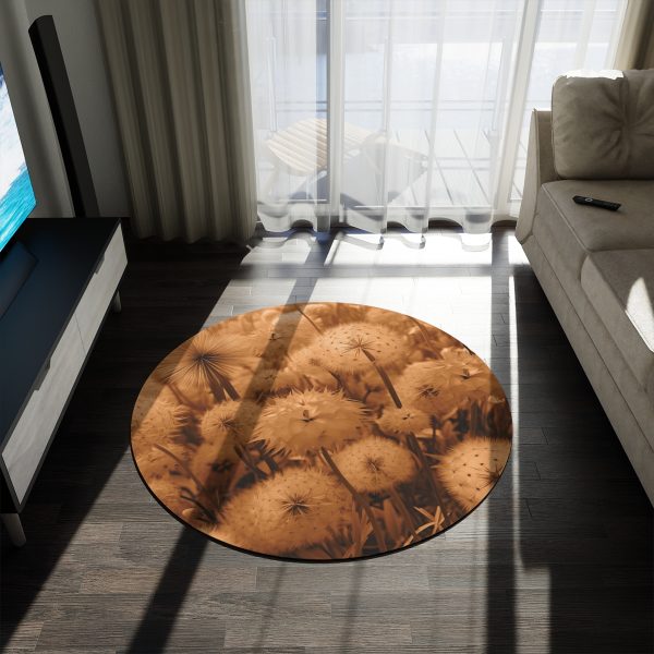 Dandelion Dream in Sunkissed Peach - Round Rug - Image 3