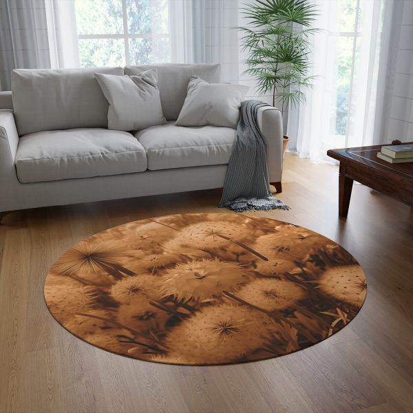 Dandelion Dream in Sunkissed Peach - Round Rug - Image 4