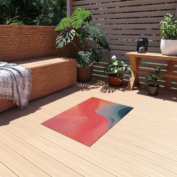 Aqueous Expression in Navy and Peachy Pastels 04 - Outdoor Rug - Image 7