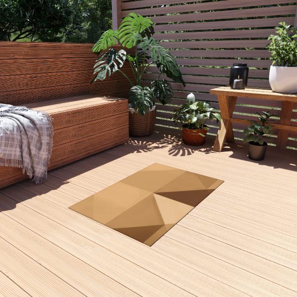 Soft Geometric Pyramid 03 in Honey Yellow Tone - Outdoor Rug - Image 7