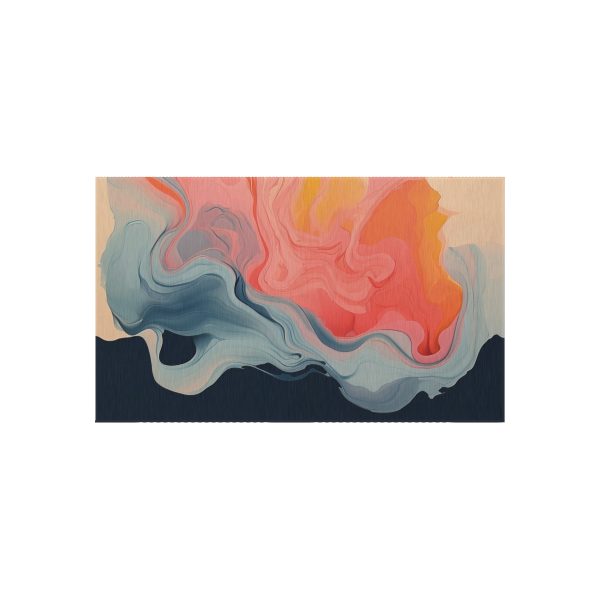 Aqueous Expression in Navy and Peachy Pastels 01 - Outdoor Rug - Image 9