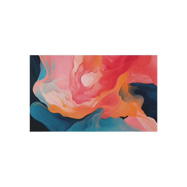 Aqueous Expression in Navy and Peachy Pastels 03 - Outdoor Rug - Image 9