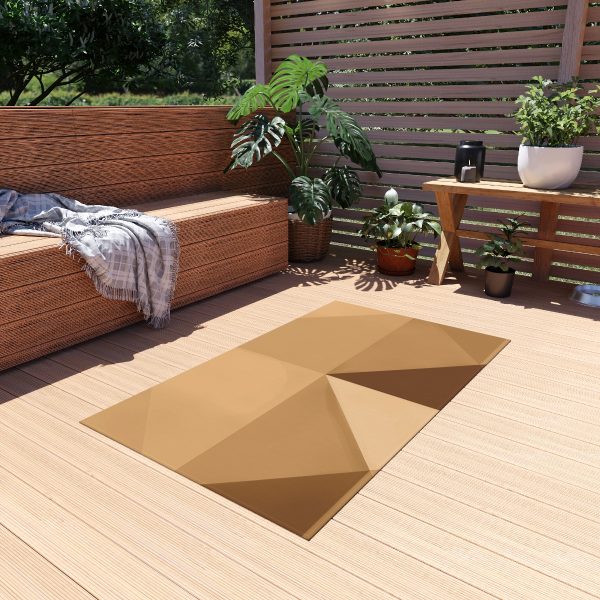 Soft Geometric Pyramid 03 in Honey Yellow Tone - Outdoor Rug - Image 11