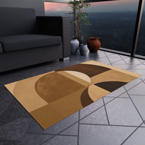 Soft Geometric Windows in Honey Yellow Tone - Outdoor Rug - Image 12