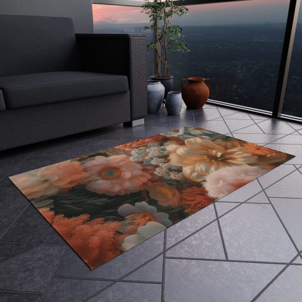 Lustrous Peach Baroque Floral 02 - Outdoor Rug - Image 12