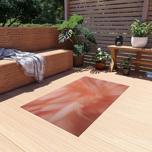 Lovely Fuzzy Feathers in Peach 01 - Outdoor Rug - Image 11