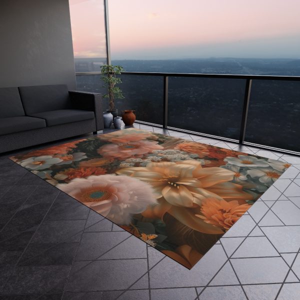 Lustrous Peach Baroque Floral 02 - Outdoor Rug - Image 4