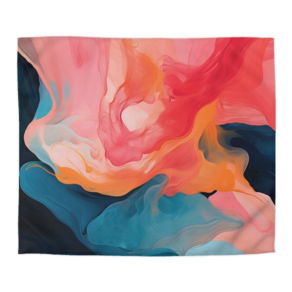 Aqueous Expression in Navy and Peachy Pastels 03 - Microfiber Duvet Cover - Image 22