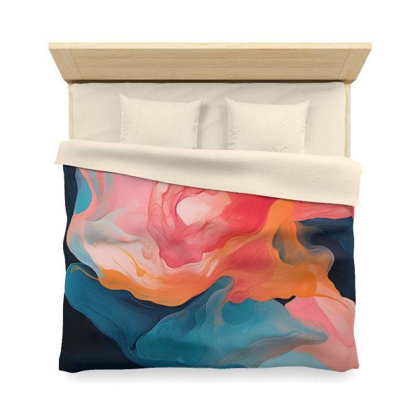 Aqueous Expression in Navy and Peachy Pastels 03 - Microfiber Duvet Cover - Image 23