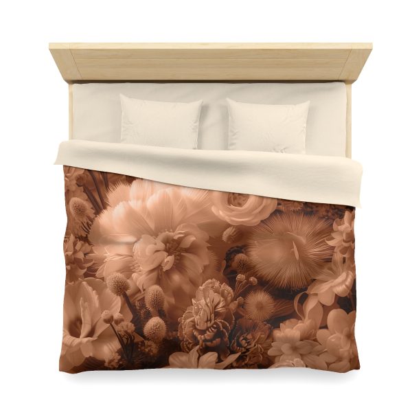 Lustrous Peach Fuzz Tone Baroque Floral 01 - Microfiber Duvet Cover - Image 23