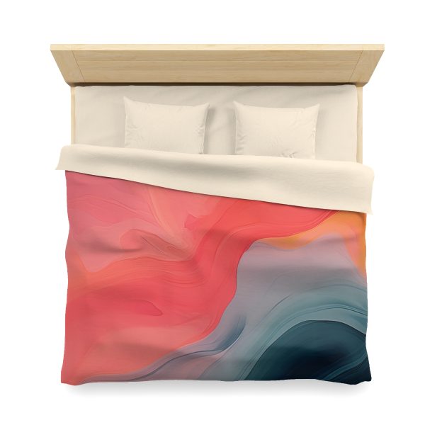 Aqueous Expression in Navy and Peachy Pastels 04 - Microfiber Duvet Cover - Image 23